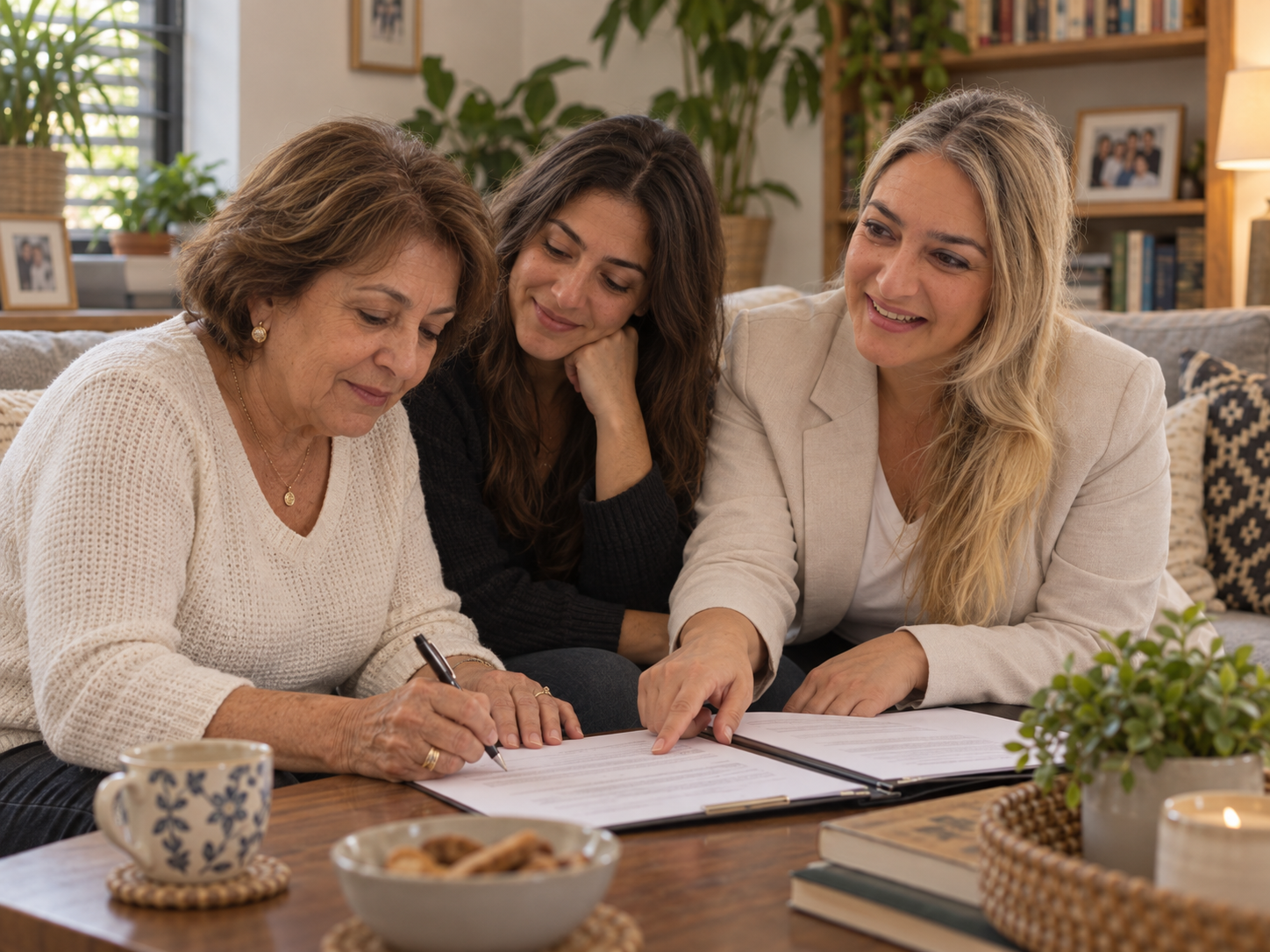 חתימה משותפת על ייפוי כוח מתמשך באווירה ביתית